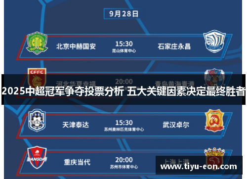 2025中超冠军争夺投票分析 五大关键因素决定最终胜者
